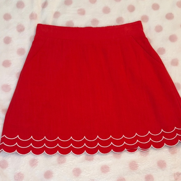 SSYS The Elaine Scallop Ric Rac Linen Skort Set In Red - Picture 7 of 10